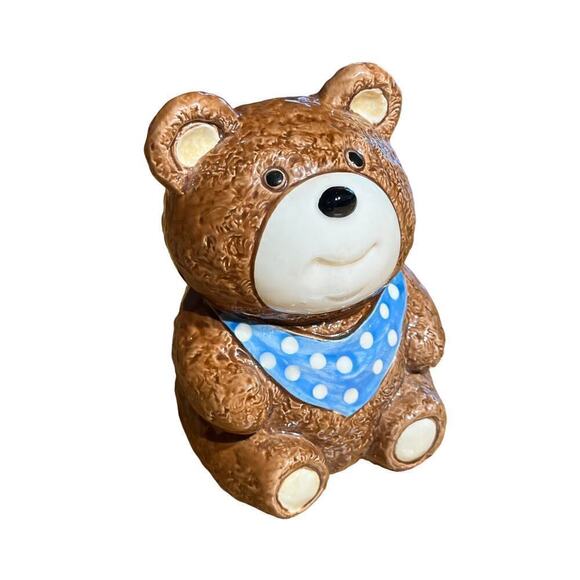 Vintage Otagiri Originals Ceramic Brown Teddy Bear Coin Bank.1983.made in japan - Picture 1 of 5